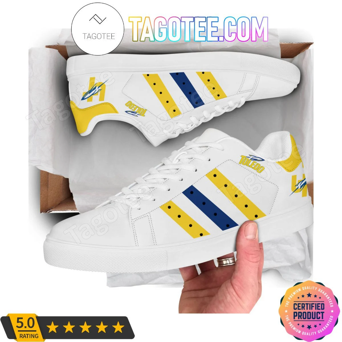 NCAA Toledo Rockets White Stan Smith Shoes , Trendy Style Sneakers ST0801