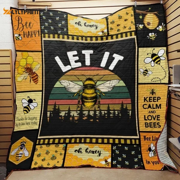 Bee Drunken Honey , Soft Quilt, King Size, All Season Cozy Quilt QB0901