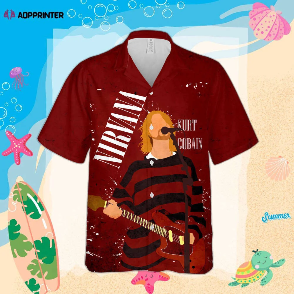 Nirvana Merch Kurt Cobain Art Rock Music Red Cuban Shirt Premium Unique Hawaiian Shirt HW0601