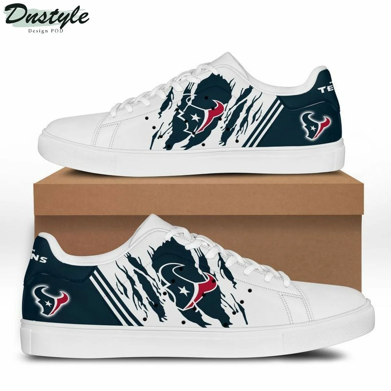 NFL Houston Texans Blue White Stan Smith Shoes for Women and Men, Trendy Style Sneakers ST0801