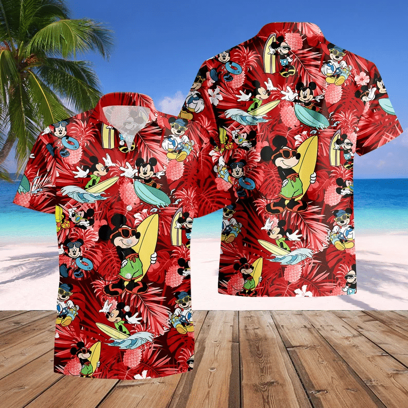 Mickey Mouse Costume Disney Summer Red 3D Hawaiian Shirt HW0601