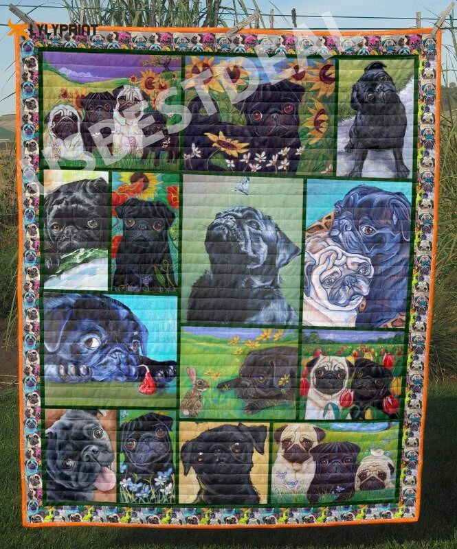 Pug 3D Quilt Blanket For Fans Home Decor Gift ,  Soft Quilt, King Size, All Season Cozy Quilt QB0901