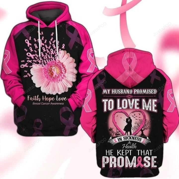 Breast Cancer Awareness Husband Love 3D All Over Printed Hoodie, Zip- Up Hoodie HZ0501