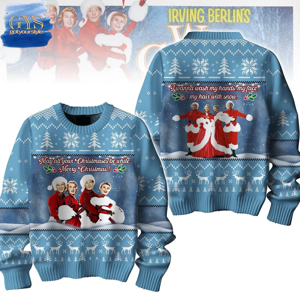 Irving Berlin White Christmas Limited Edition Ugly Sweater , Cozy Soft Unisex Pullover SW0601