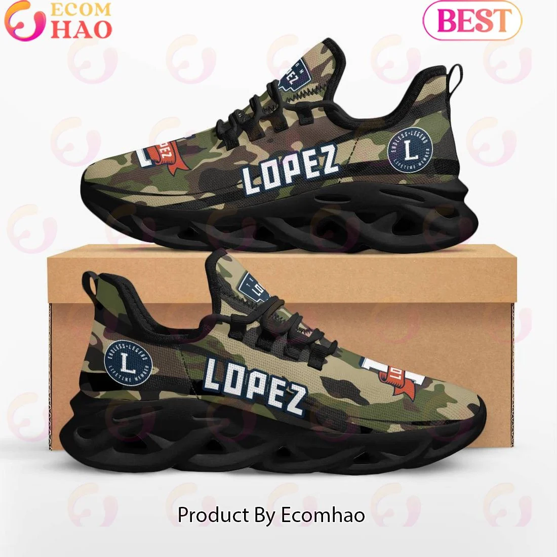 Lopez Endless Legend Lifetime Member Special Camo Military Design Max Soul Shoes, Sneakers  Unisex sneakers MS0601