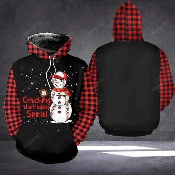 Baseball Snowman Catching The Holiday 3D All Print Hoodie, Zip- Up Hoodie HZ0501