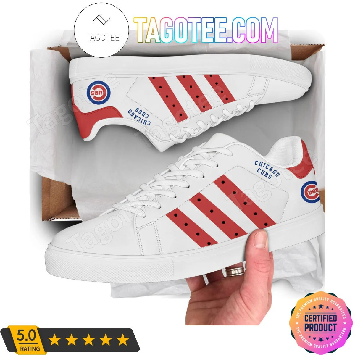 Personalized MLB Chicago Cubs White Stan Smith Shoes , Trendy Style Sneakers ST0801