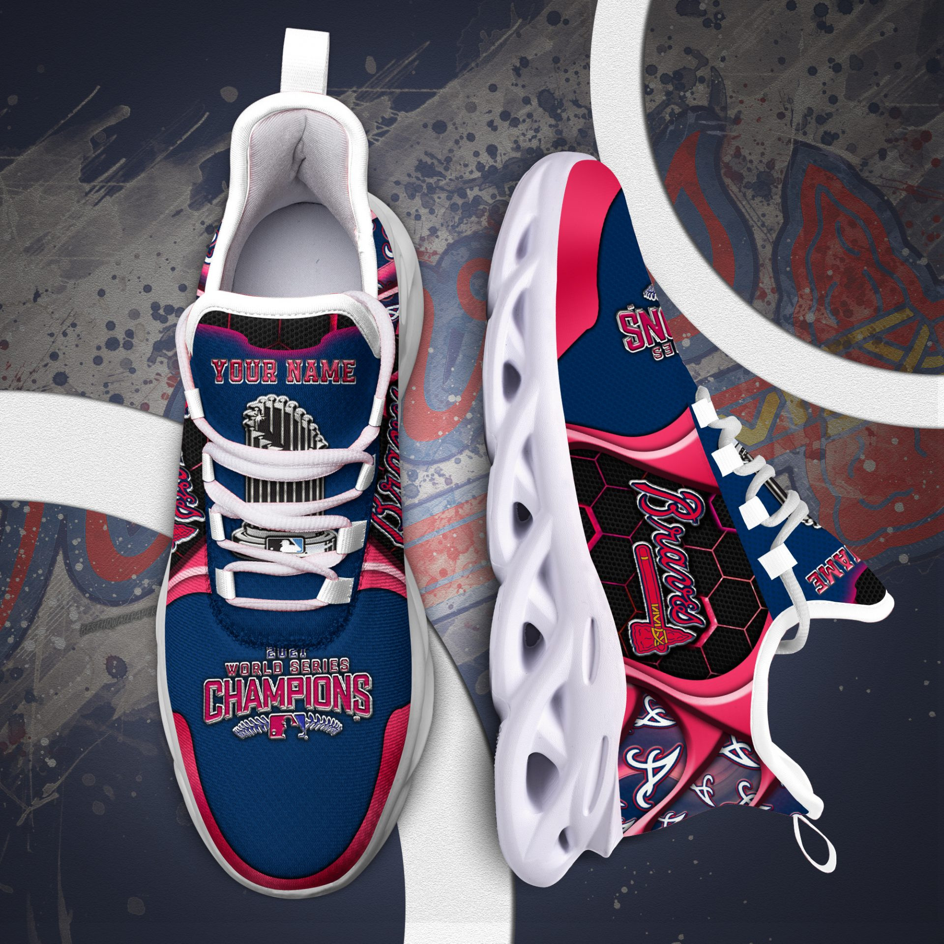 MLB Atlanta Braves Custom Name Champions 2021 Max Soul Shoes Unisex Women Men MS0601