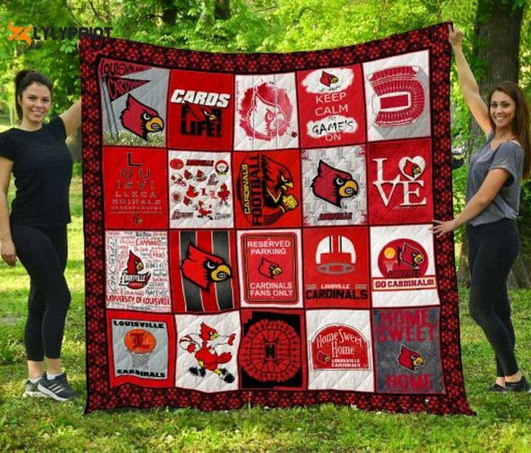 Louisville Cardinals 2 Quilt Blanket For Fans Home Decor Gift , Soft Quilt, King Size, All Season Cozy Quilt QB0901