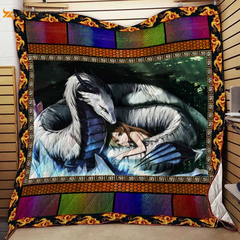 Little Girl And Dragon 3D Customized Quilt Blanket ,  Soft Quilt, King Size, All Season Cozy Quilt QB0901