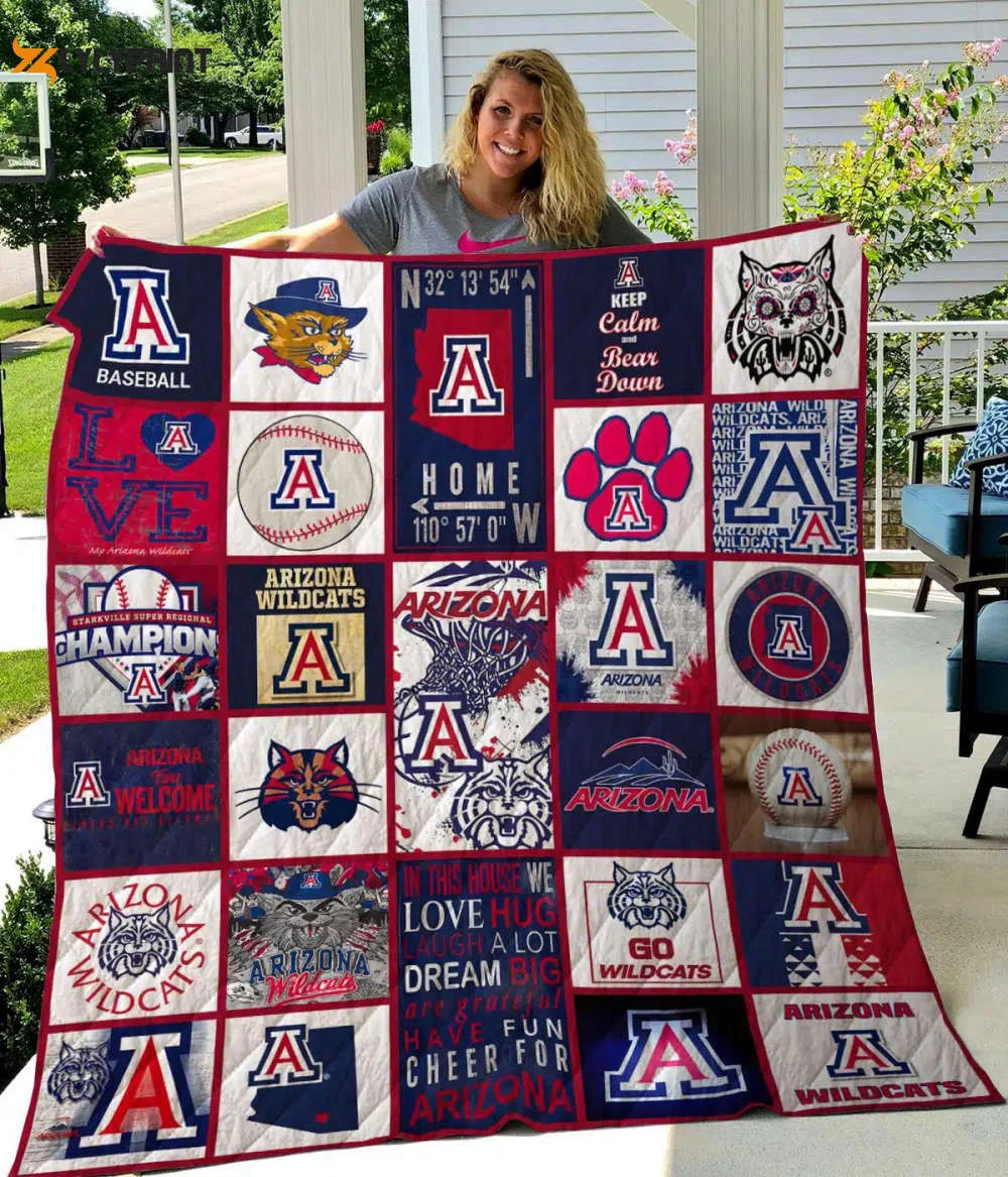 Arizona Wildcats Quilt Blanket For Fans Home Decor Gift , Soft Quilt, King Size, All Season Cozy Quilt QB0901