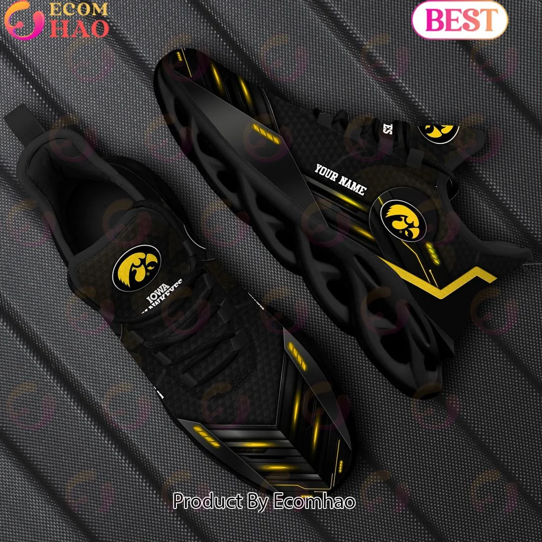 Iowa Hawkeyes Team Black Clunky Max Soul Shoes Sneakers Custom Your Name  Unisex sneakers MS0601