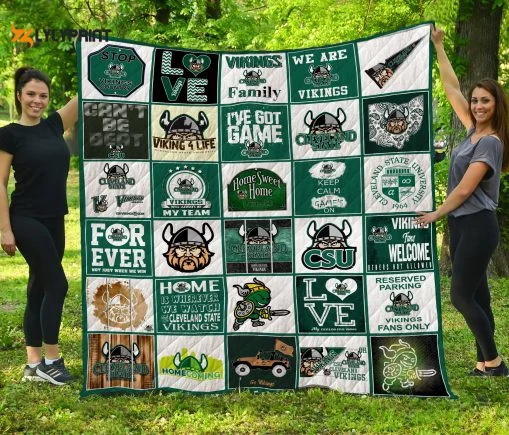 Ncaa Cleveland State Vikings 3D Customized Personalized 3D Customized Quilt Blanket For Fans Home Decor Gift ,  Soft Quilt, King Size, All Season Cozy Quilt QB0901