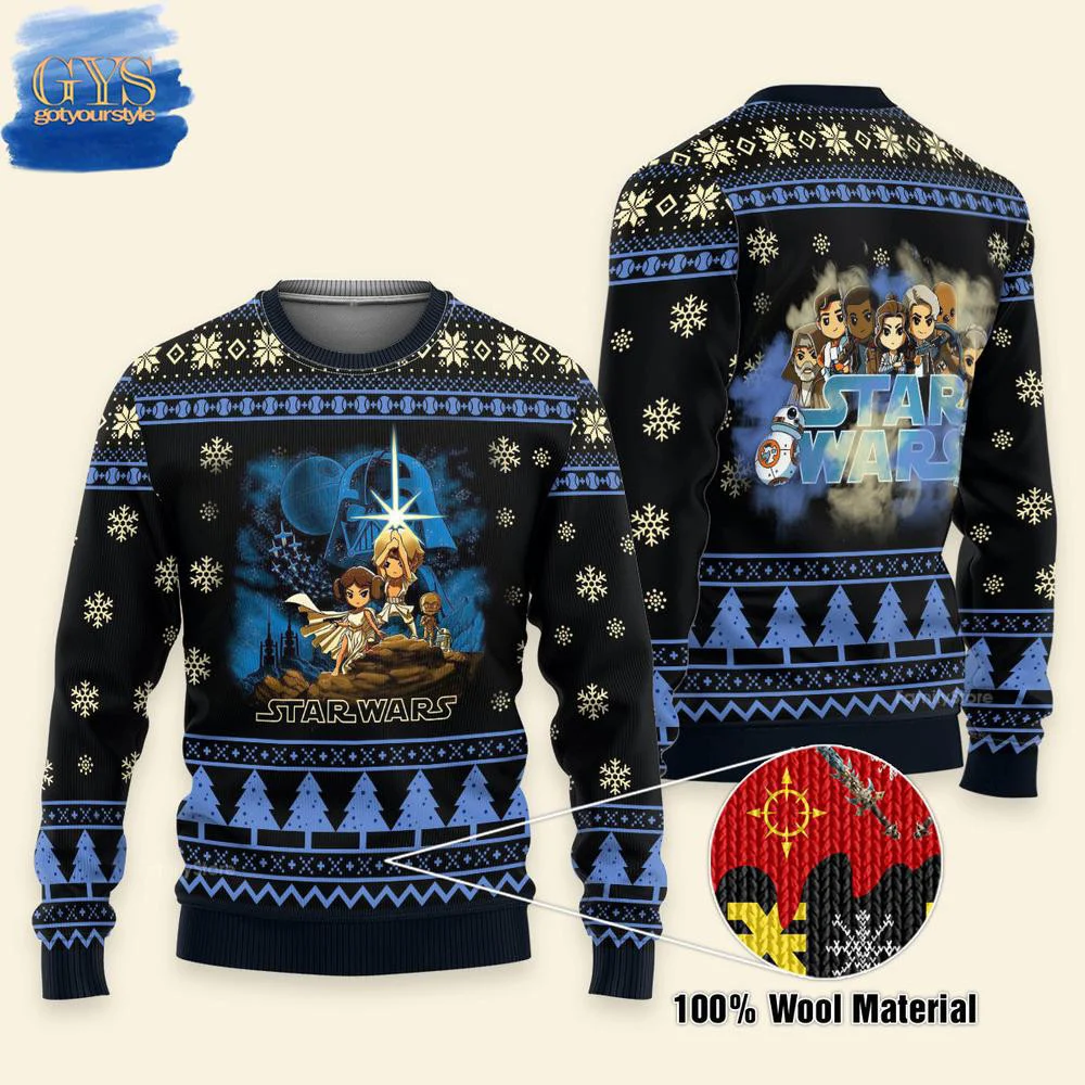 Star Wars Cartoon Characters Christmas Ugly Sweater , Cozy Soft Unisex Pullover SW0601