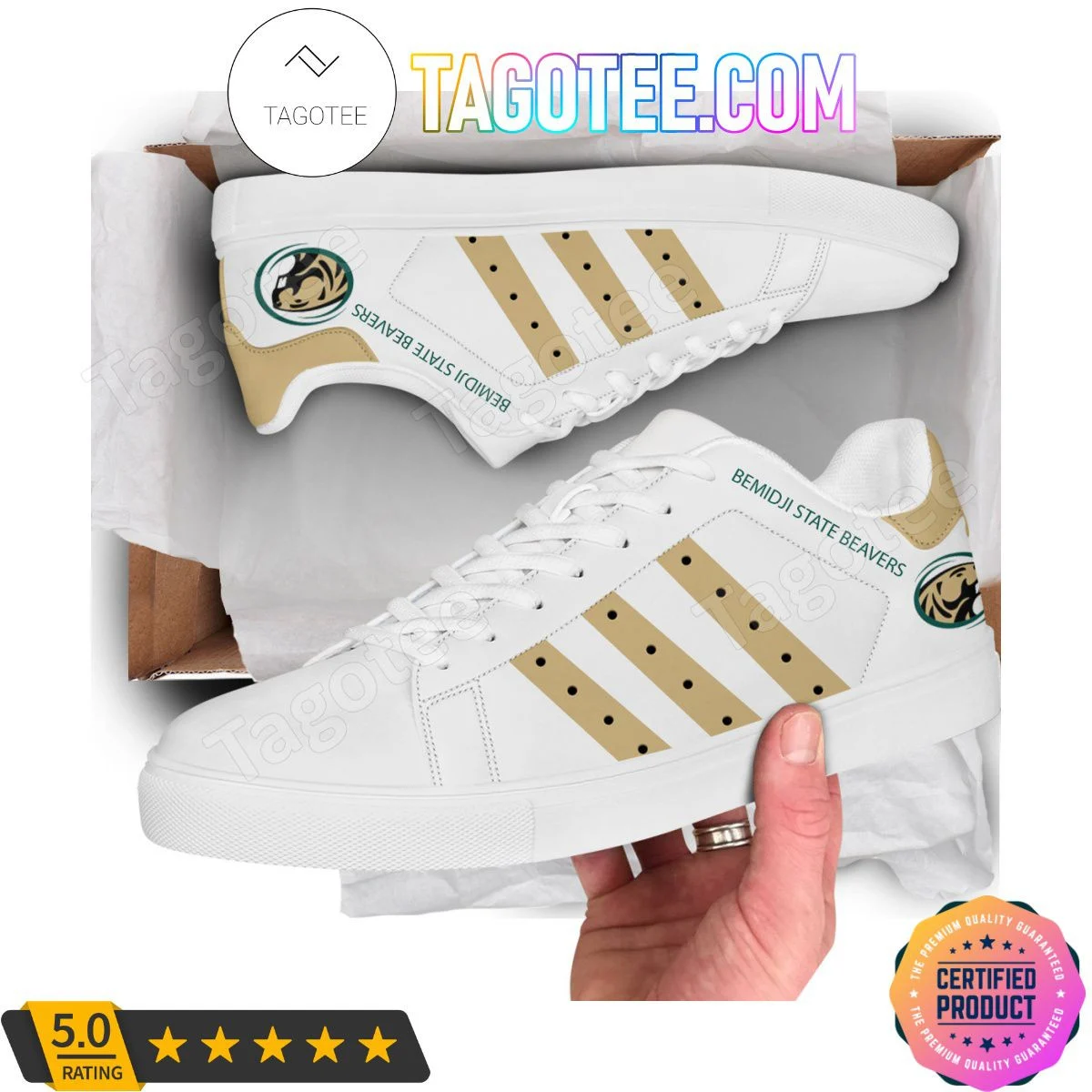 NCAA Bemidji State Beavers White Stan Smith Shoes , Trendy Style Sneakers ST0801