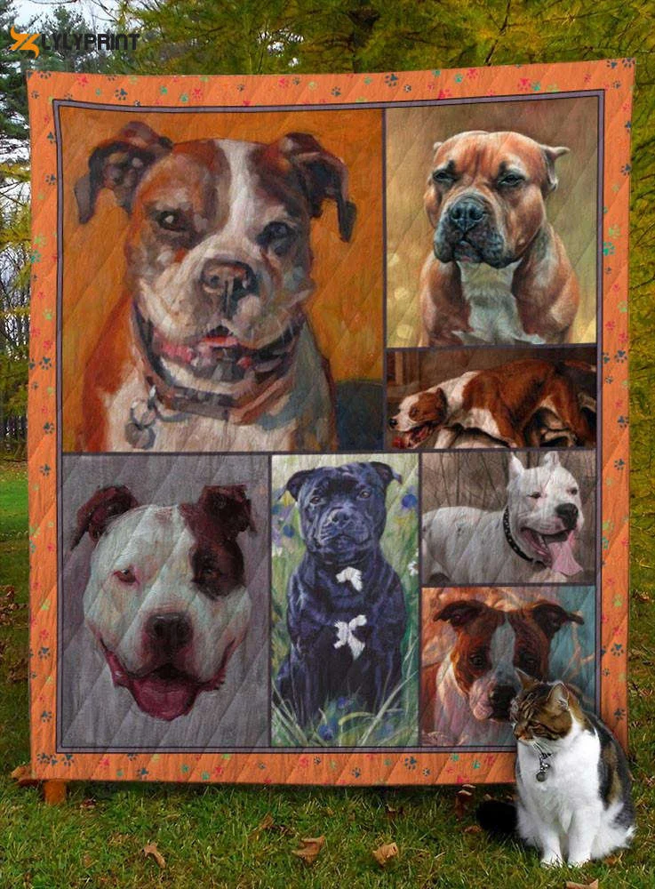 American Staffordshire Terrier Dog 3D Customized Quilt , Soft Quilt, King Size, All Season Cozy Quilt QB0901
