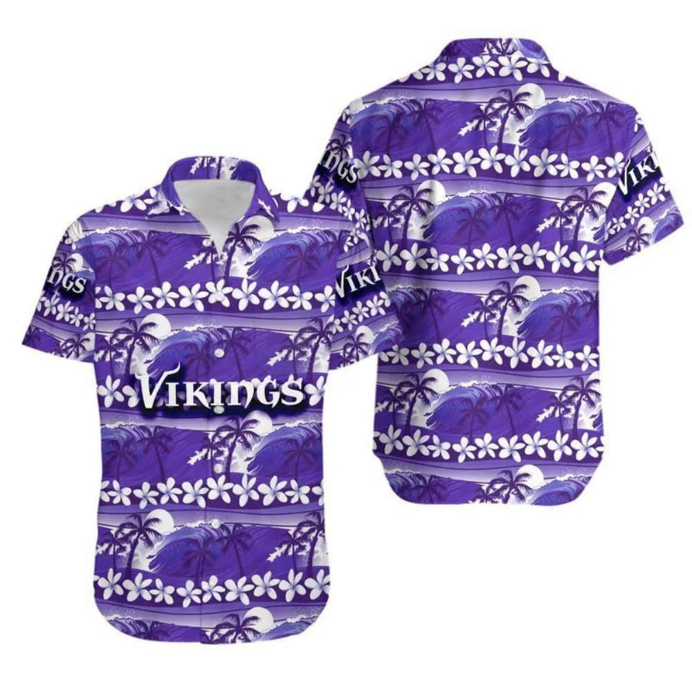 Minnesota Vikings Flower And Coconut Trees Hawaiian Shirt HW0601