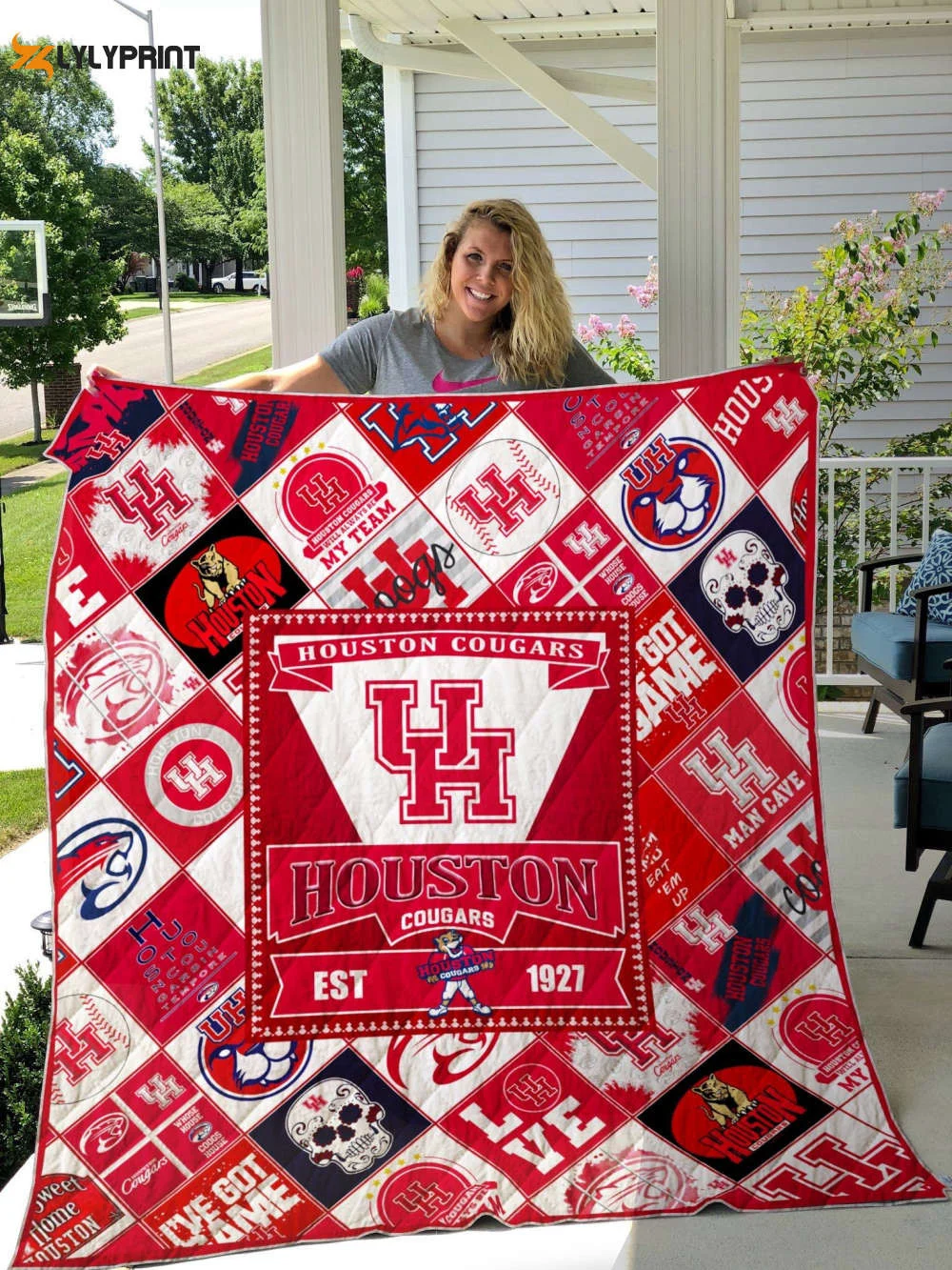 Houston Cougars Quilt Blanket For Fans Home Decor Gift , Soft Quilt, King Size, All Season Cozy Quilt QB0901