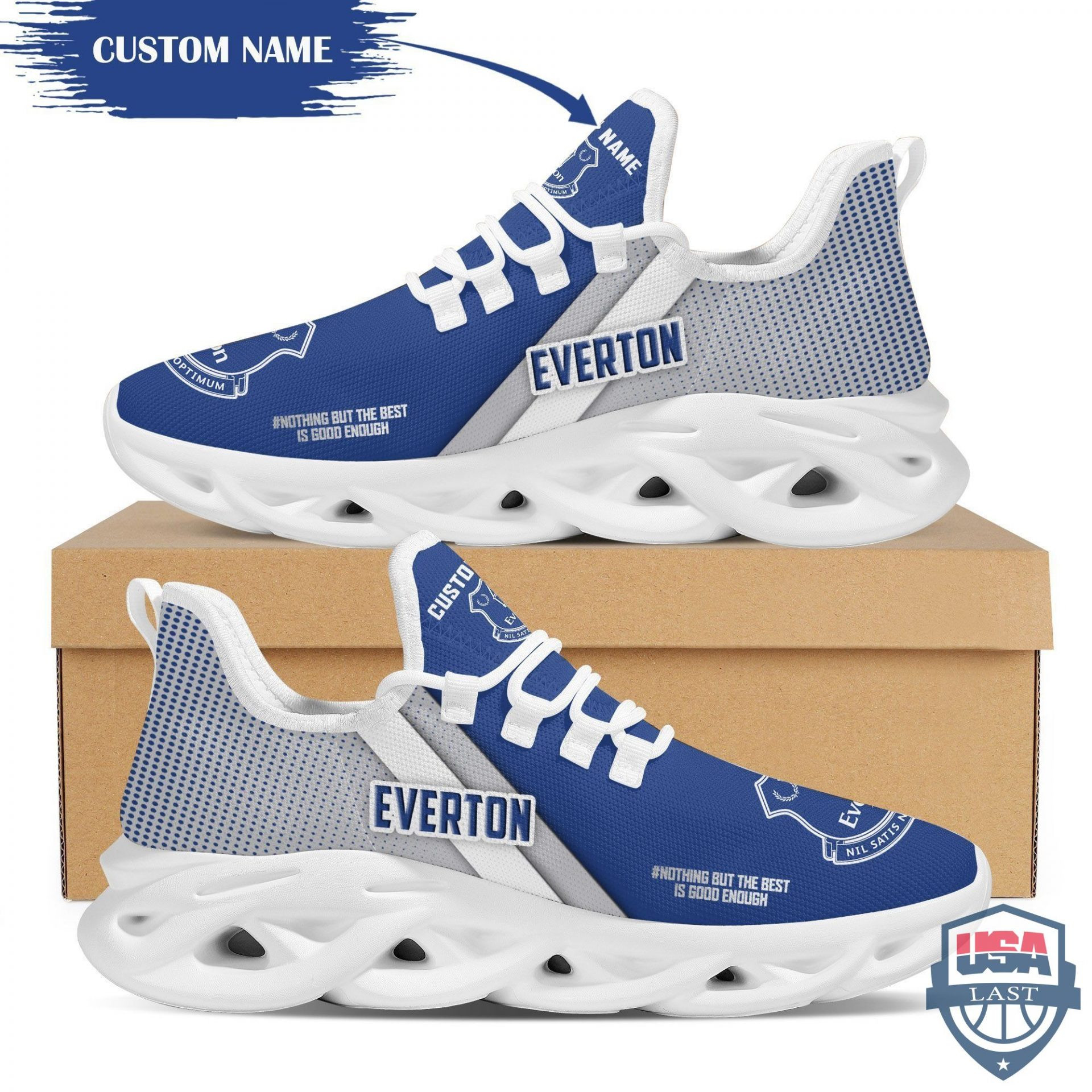 Everton FC Royal Custom Name Max Soul Shoes for Men and Women MS0601