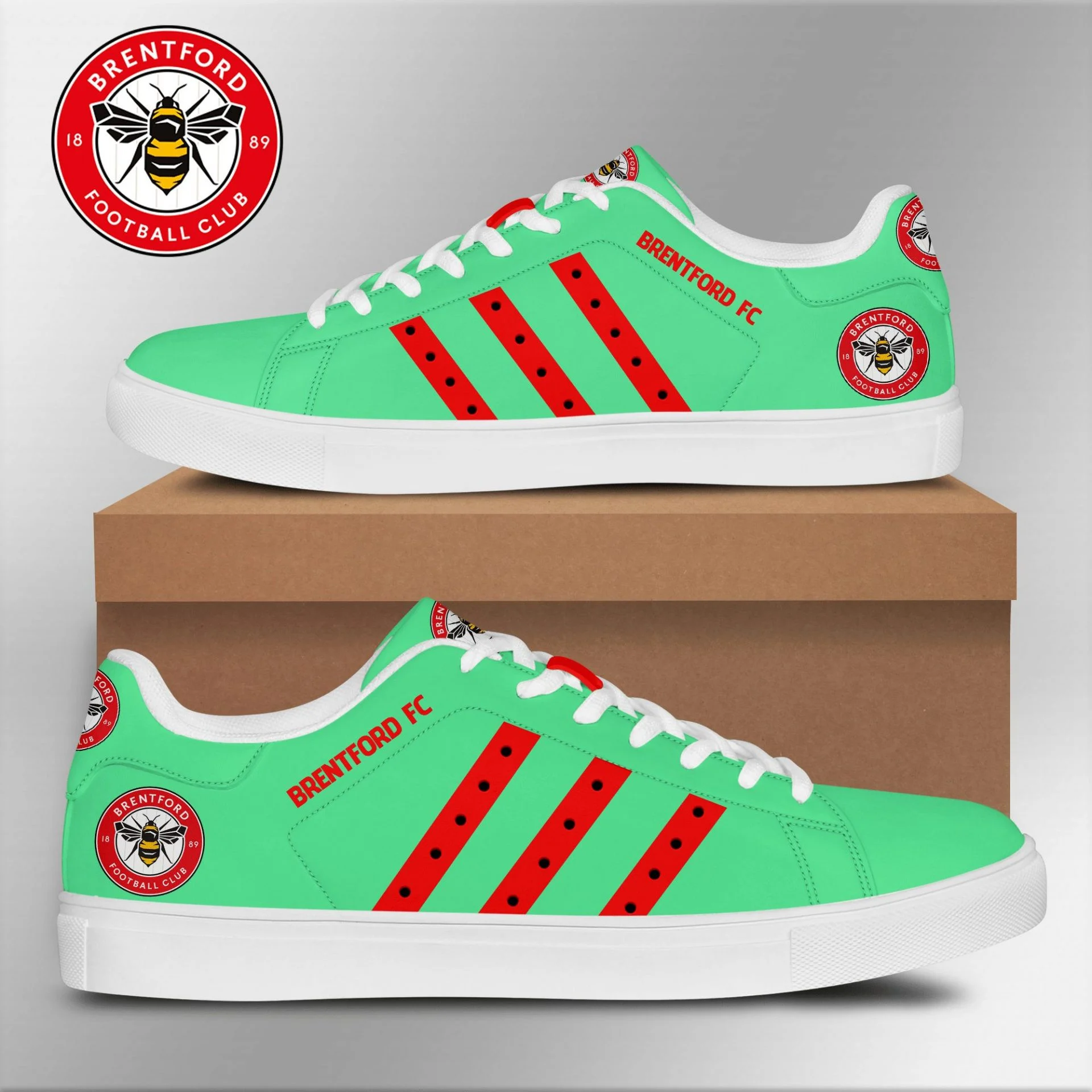 Brentford FC Green Red Stan Smith Shoes Men Women, Trendy Style Sneakers ST0801