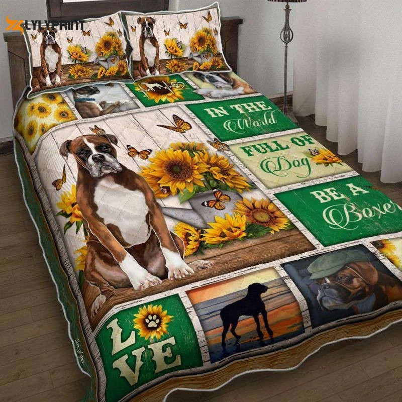 Dog Lovers In The World Full Of Dog Be A Boxer Quilt Bedding Set ,  Soft Quilt, King Size, All Season Cozy Quilt QB0901