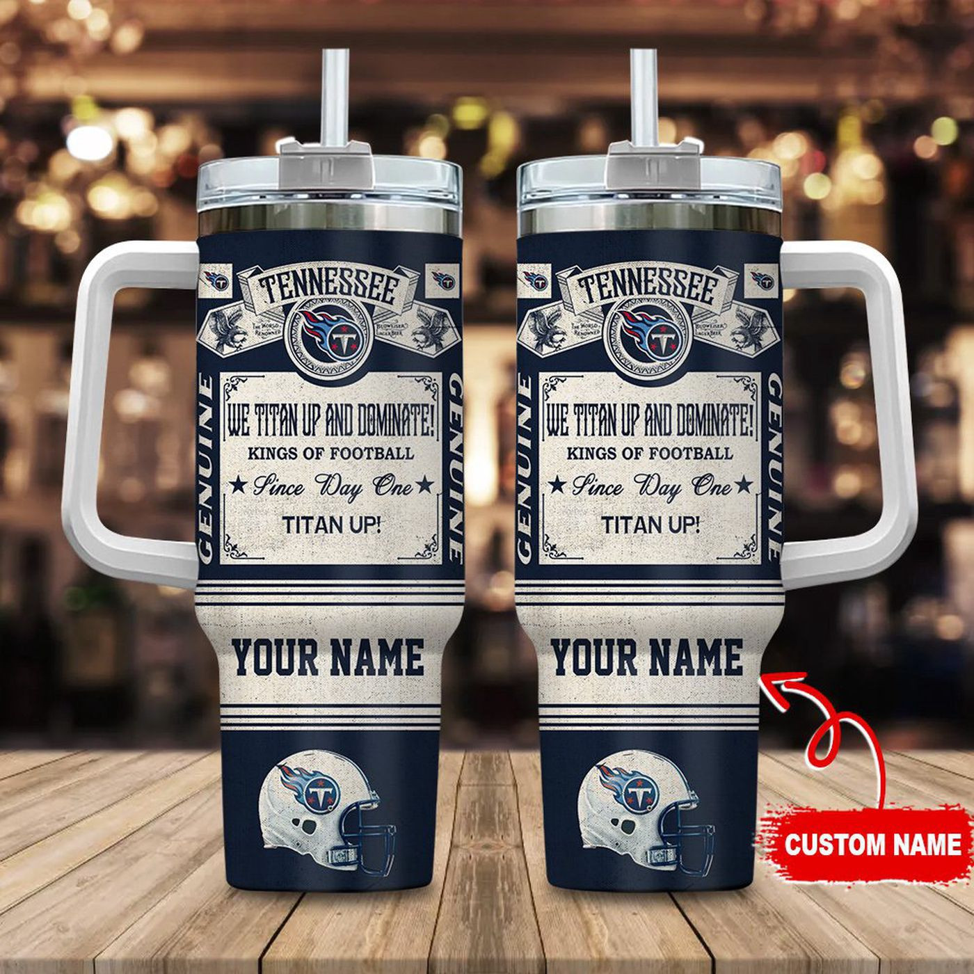 Tennessee Titans Vintage King of Football 40oz Stanley Tumbler - Custom Name Gift for Fans 0501TB40
