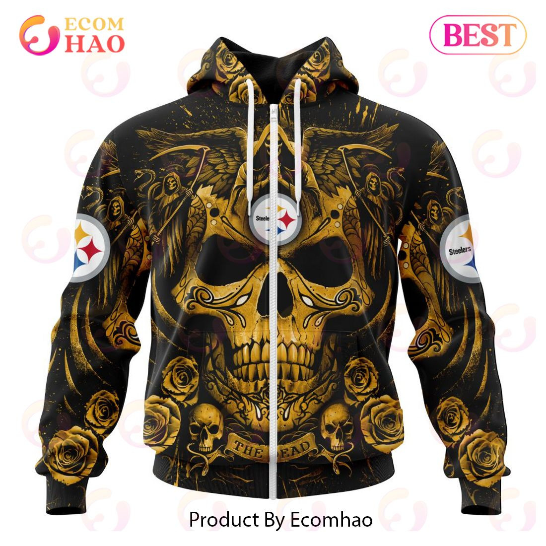 Best Pittsburgh Steelers Special Design With Skull Art 3D Hoodie Limited Edition, Zip Hoodie, Man - Women, Warm, Premium Quality HZ0501
