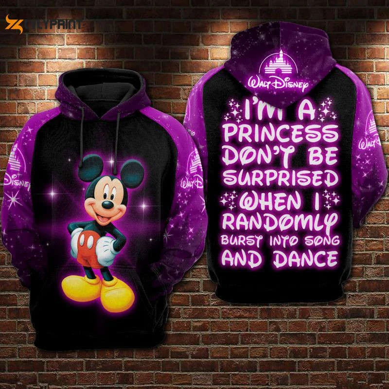 I Am A Disney Princess Mickey Over Print 3d Hoodie Zip Hoodie 2 Over Print 3d Hoodie Zip Hoodie 1 HZ0501