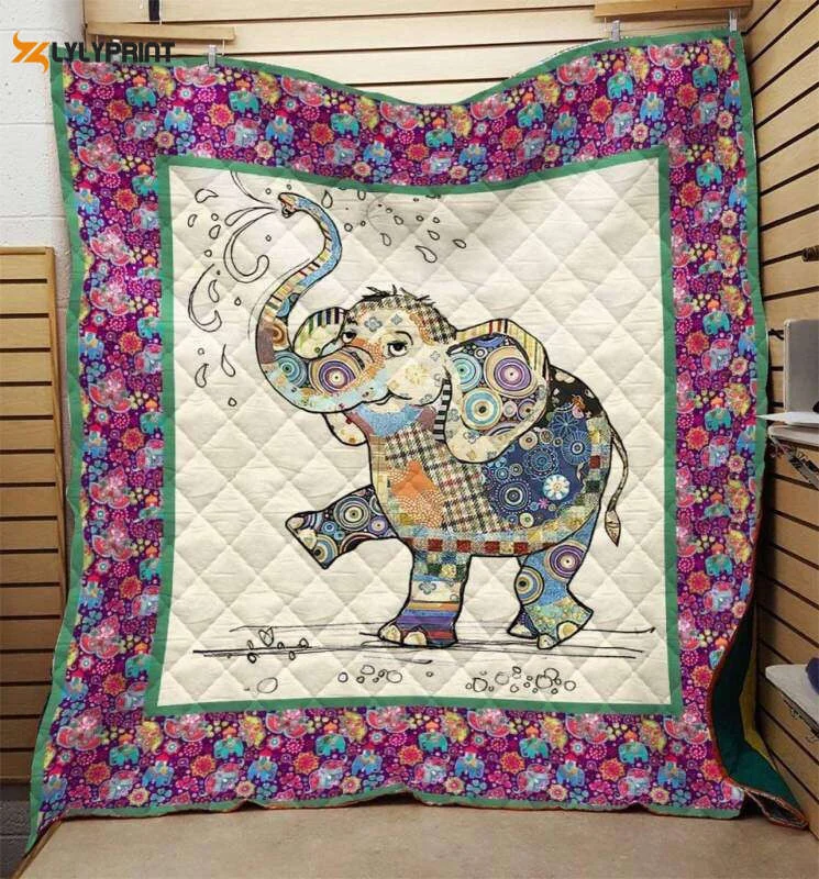 Elephant 3D Customized Quilt , Soft Quilt, King Size, All Season Cozy Quilt QB0901