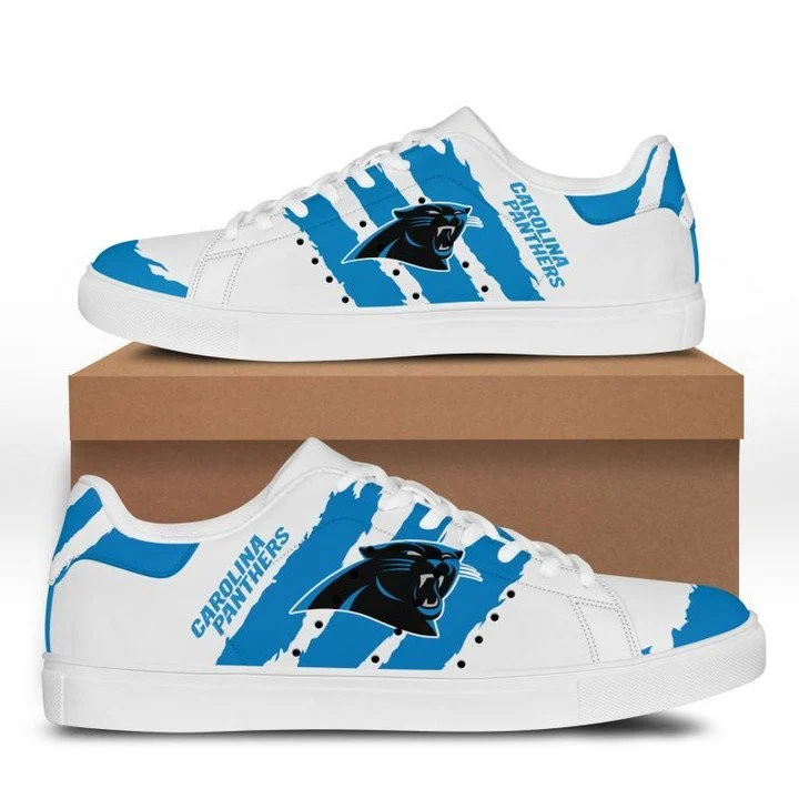 NFL Carolina Panthers White Blue Stan Smith Shoes for Women and Men, Trendy Style Sneakers ST0801