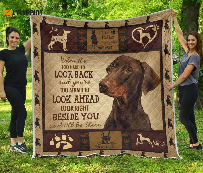 Doberman Look Like Movie Awesome 3D Customized Quilt , Soft Quilt, King Size, All Season Cozy Quilt QB0901