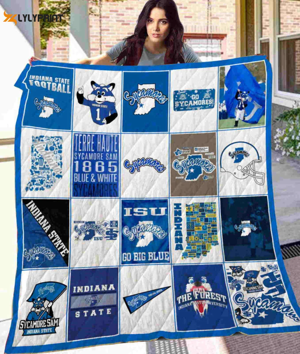 Indiana State Sycamores Quilt Blanket For Fans Home Decor Gift ,  Soft Quilt, King Size, All Season Cozy Quilt QB0901
