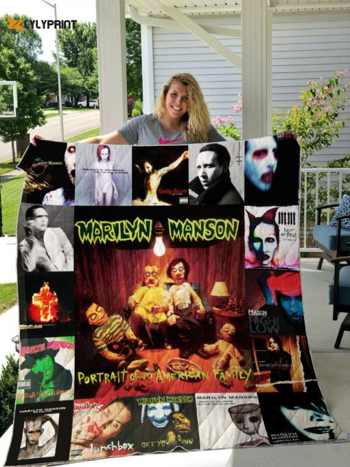Marilyn Manson Quilt Blanket For Fans Home Decor Gift , Soft Quilt, King Size, All Season Cozy Quilt QB0901