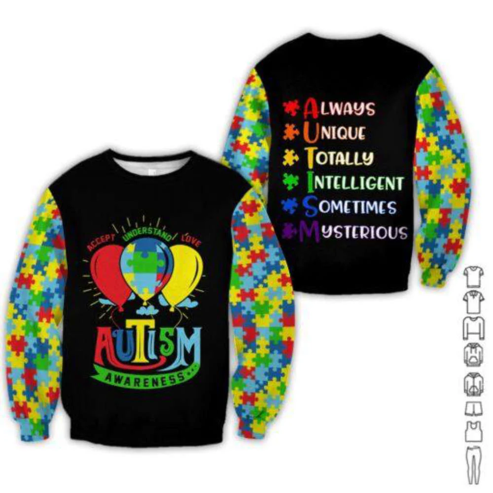 Autism Awareness 3D Crewneck Sweatshirt Unisex Adult HZ0501