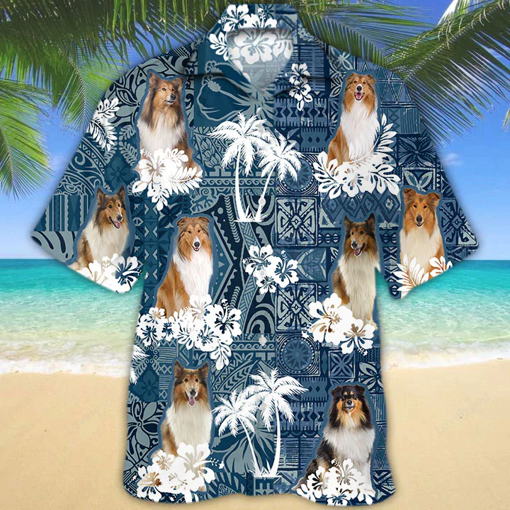 Rough Collie Hawaiian Shirt, Hawaiian Shirt Vintage Floral Dog, Gift For Men Women HW0601