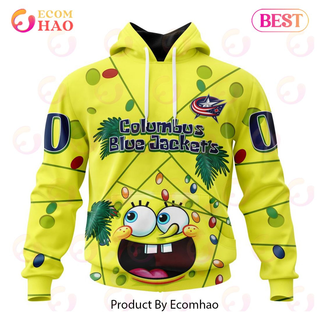 Columbus Blue Jackets Specialized With SpongeBob Concept 3D Hoodie, Zip Hoodie, Man - Women, Warm, Premium Quality HZ0501