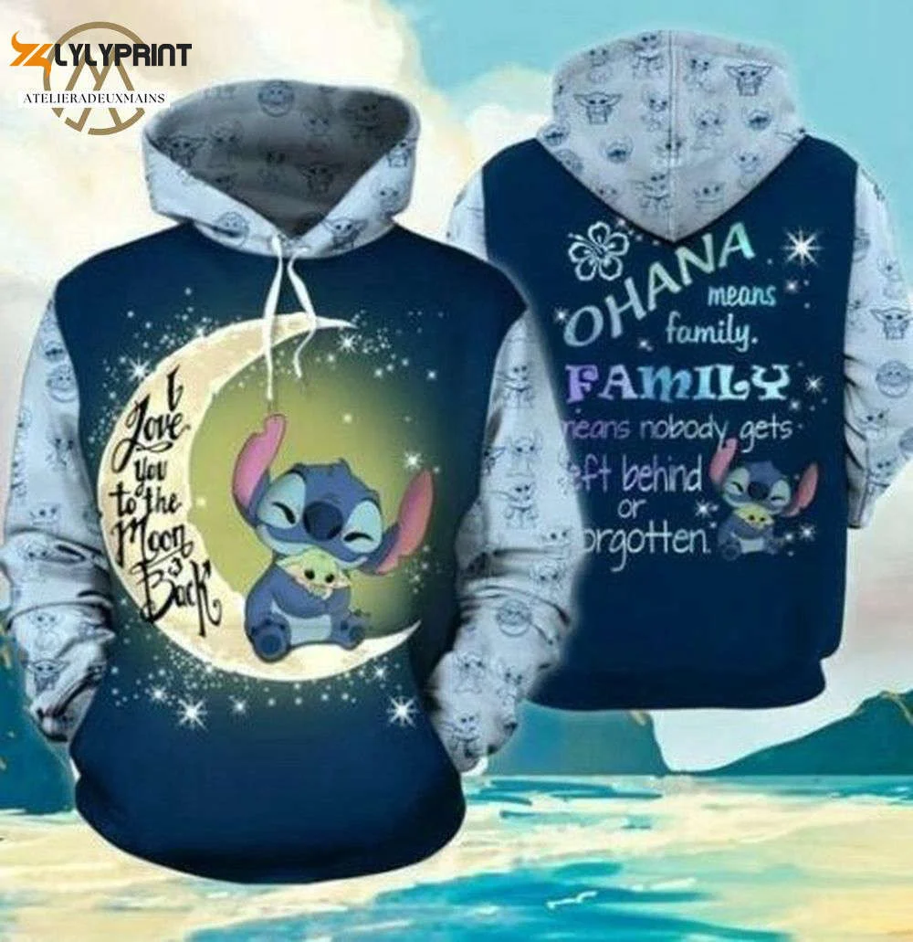 I Love You The Moon And Back Hoodie, Lilo And Stitch Disney Hoodie HZ0501