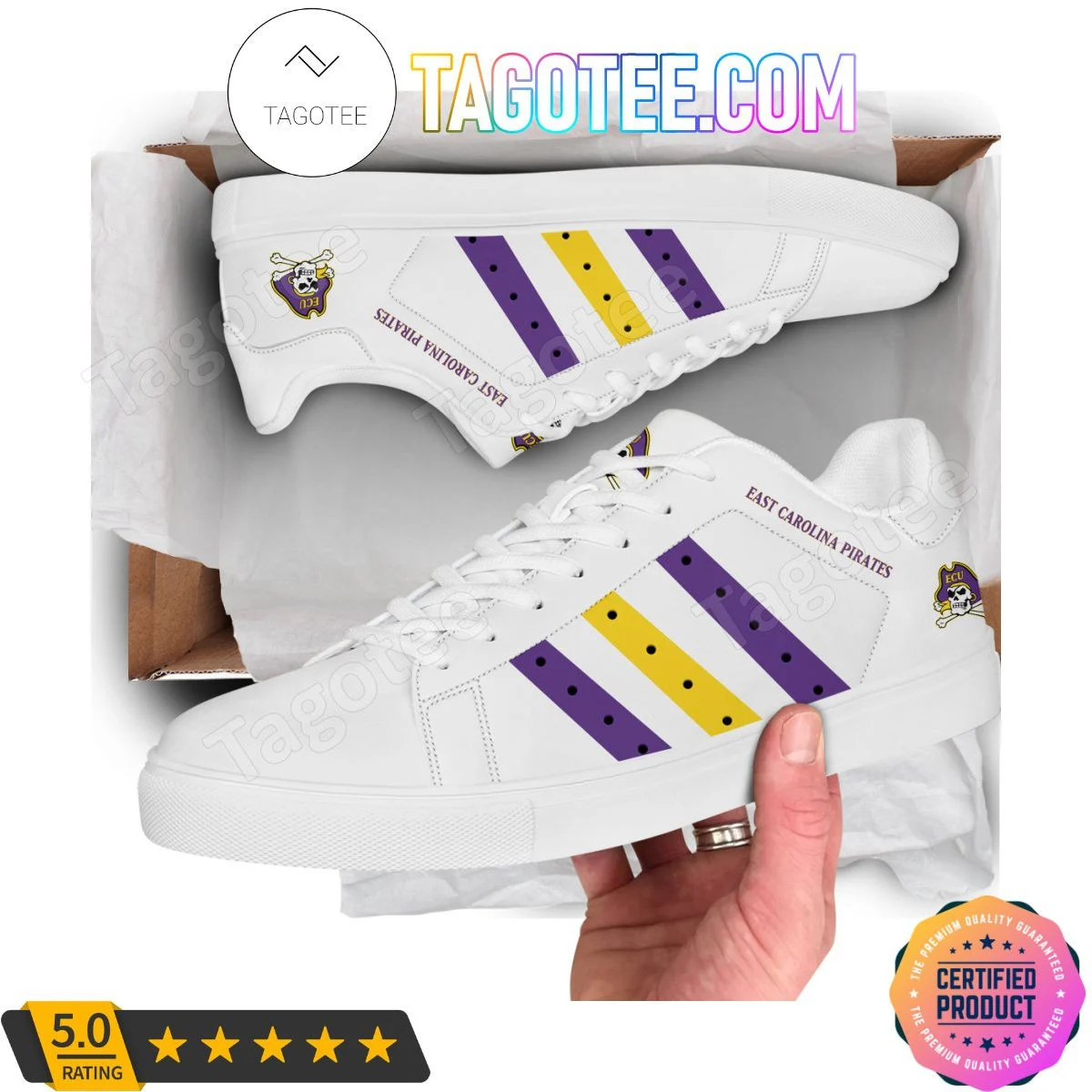 NCAA East Carolina Pirates White Stan Smith Shoes , Trendy Style Sneakers ST0801