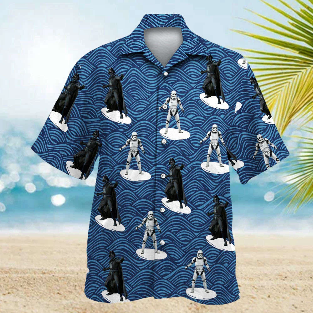 Star Wars Storm Trooper Darth Vader Surfing Hawaiian Shirt Shorts Summer 2023 Hot HW0601