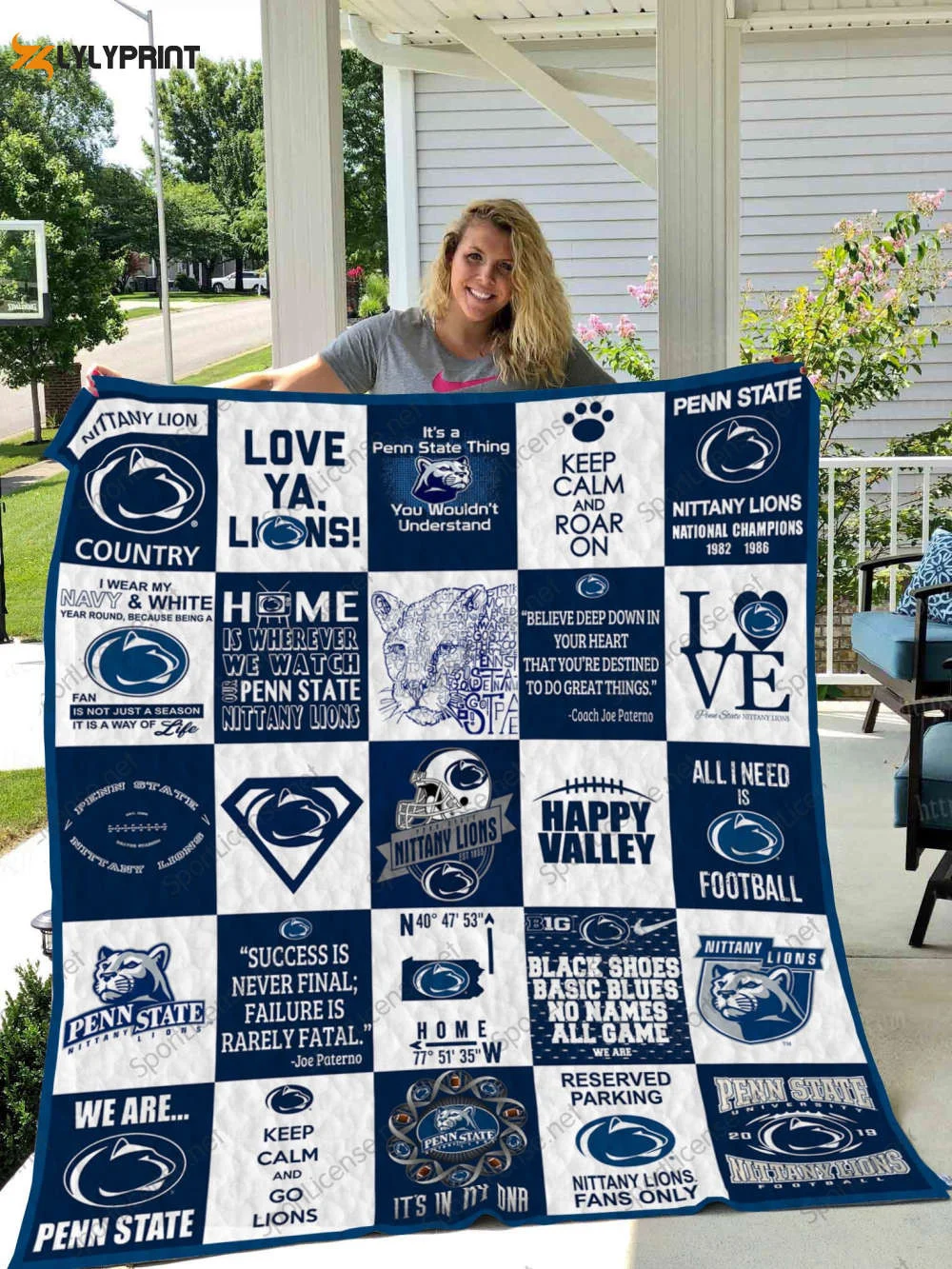 Penn State Nittany Lions Quilt Blanket For Fans Home Decor Gift , Soft Quilt, King Size, All Season Cozy Quilt QB0901