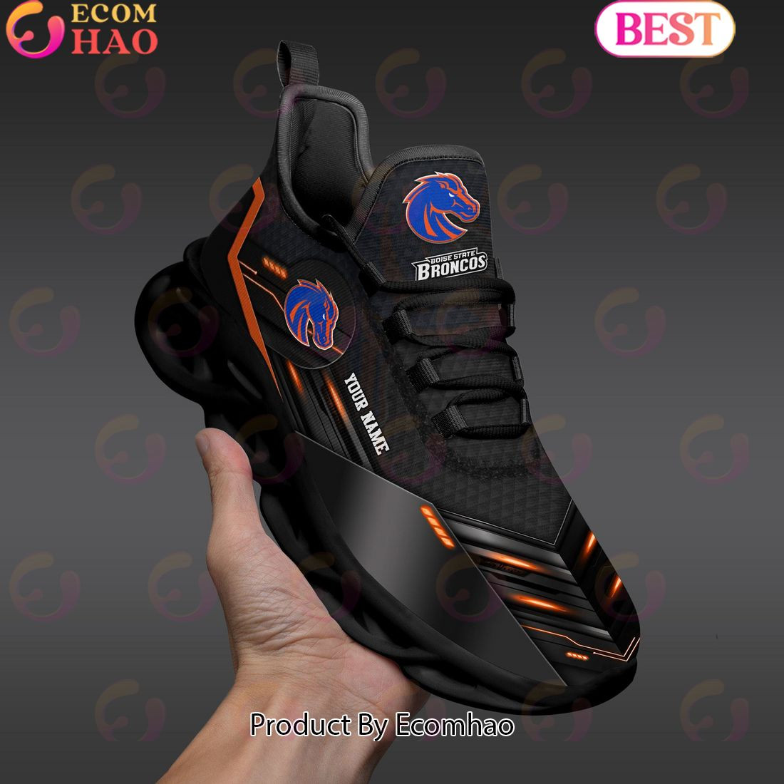 Boise State Broncos Team Black Clunky Max Soul Shoes Sneakers Custom Your Name  Unisex sneakers MS0601