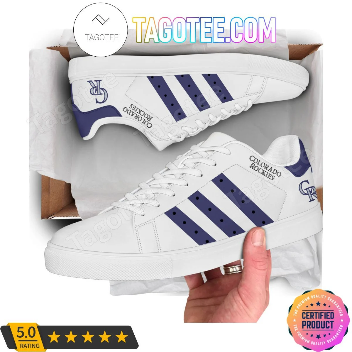 MLB Colorado Rockies White Stan Smith Shoes , Trendy Style Sneakers ST0801