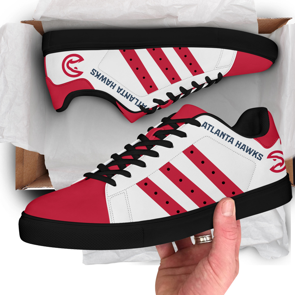 NBA Atlanta Hawks White Red Stan Smith Shoes , Trendy Style Sneakers ST0801