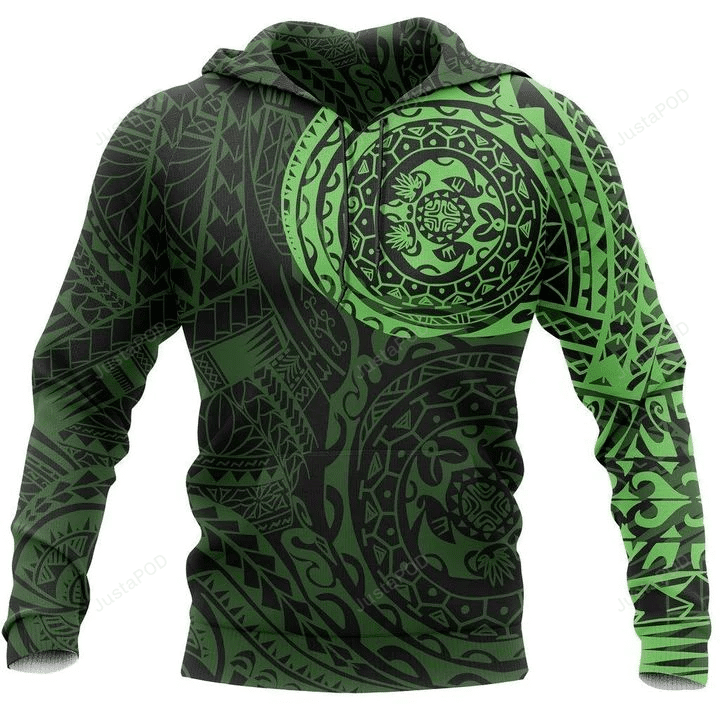 Polynesian Tattoo Green 3D All Over Printed Hoodie, Zip- Up Hoodie HZ0501
