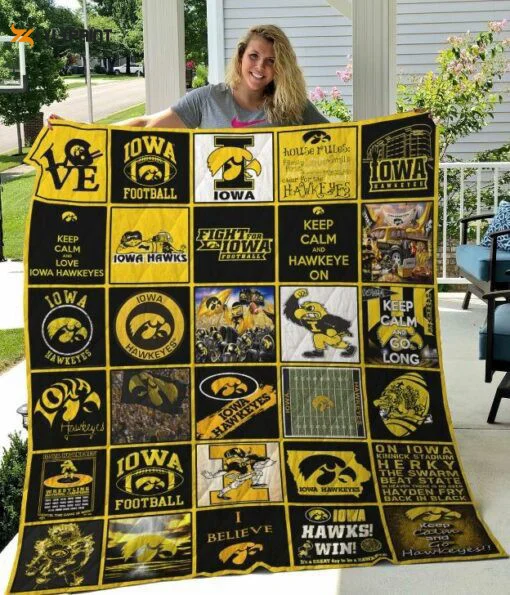 Iowa Hawkeyes Quilt Blanket For Fans Home Decor Gift t ,  Soft Quilt, King Size, All Season Cozy Quilt QB0901