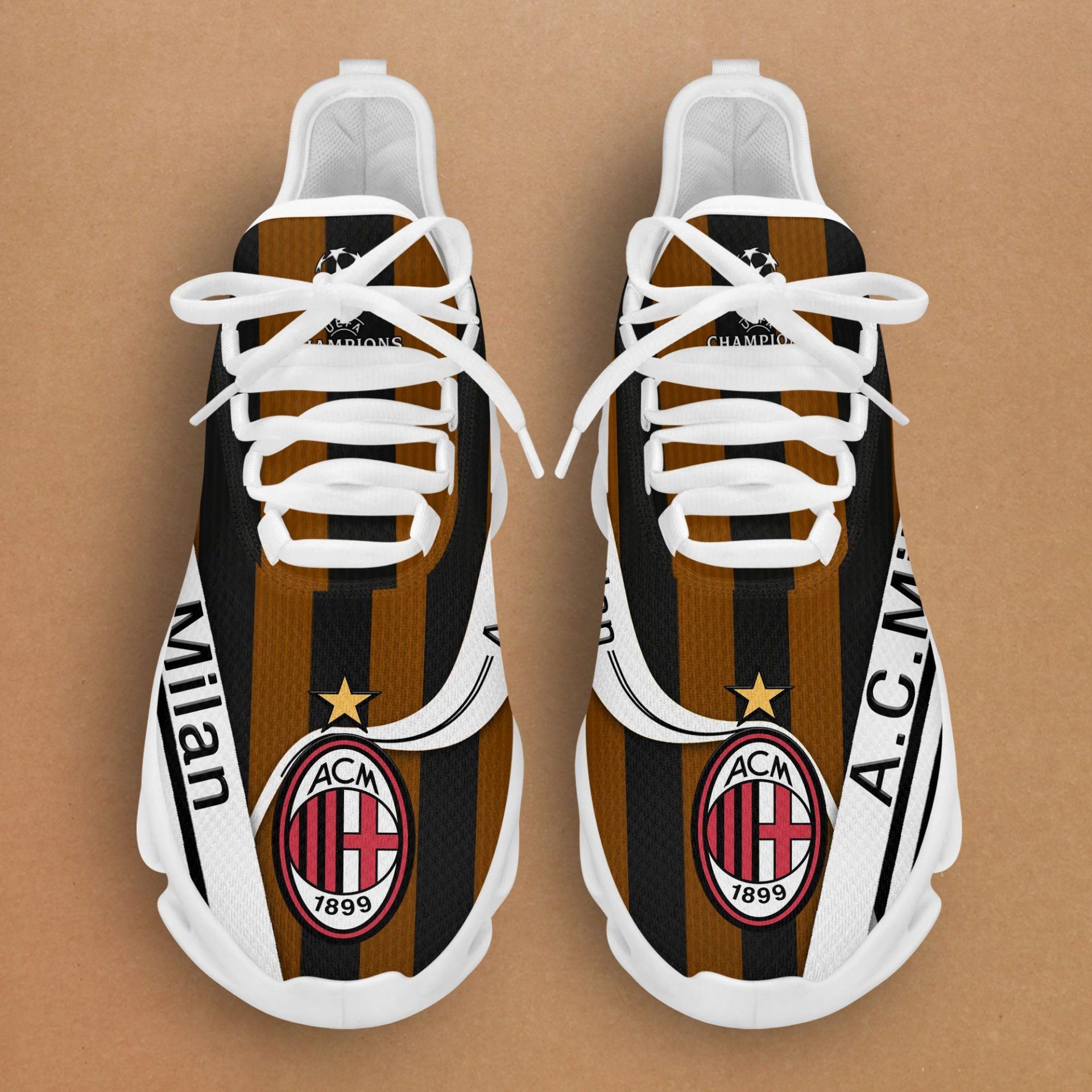 Custom AC Milan Brown Dark Blue Max Soul Shoes Men Women MS0601