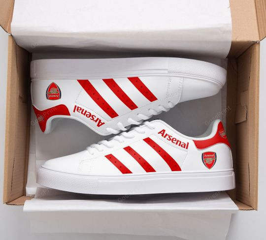 Arsenal FC White Red Stan Smith Shoes for Men Women, Trendy Style Sneakers ST0801