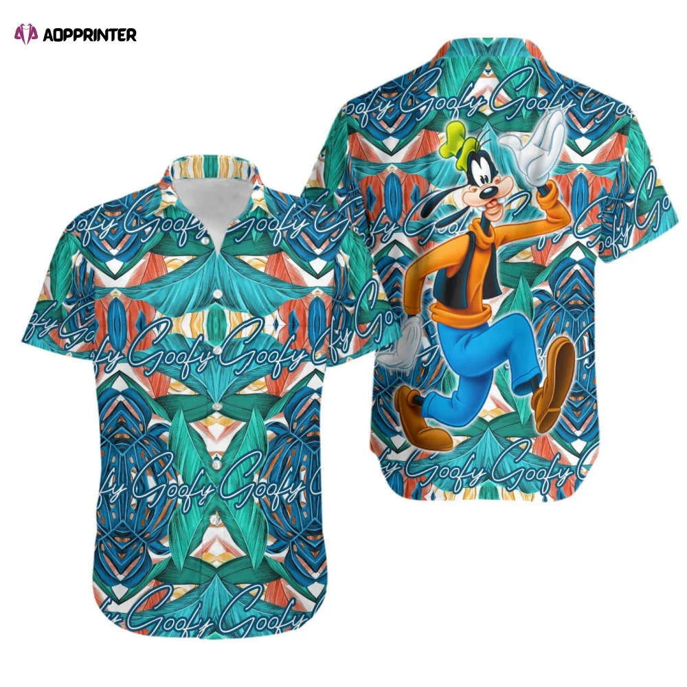 Goofy | Disney Hawaiian Summer Tropical Print Vacation Button Down Shirt HW0601