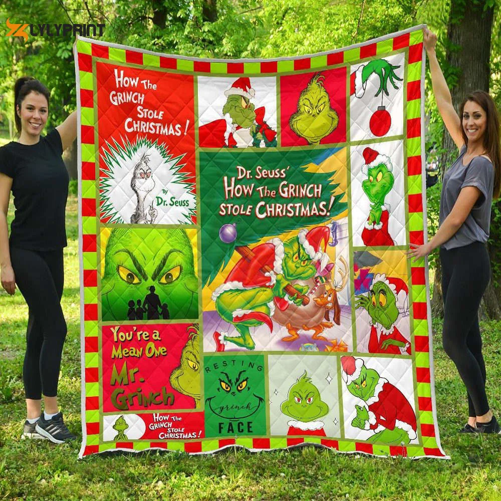 Grinch Quilt For Fans Home Decor Gift , Soft Quilt, King Size, All Season Cozy Quilt QB0901