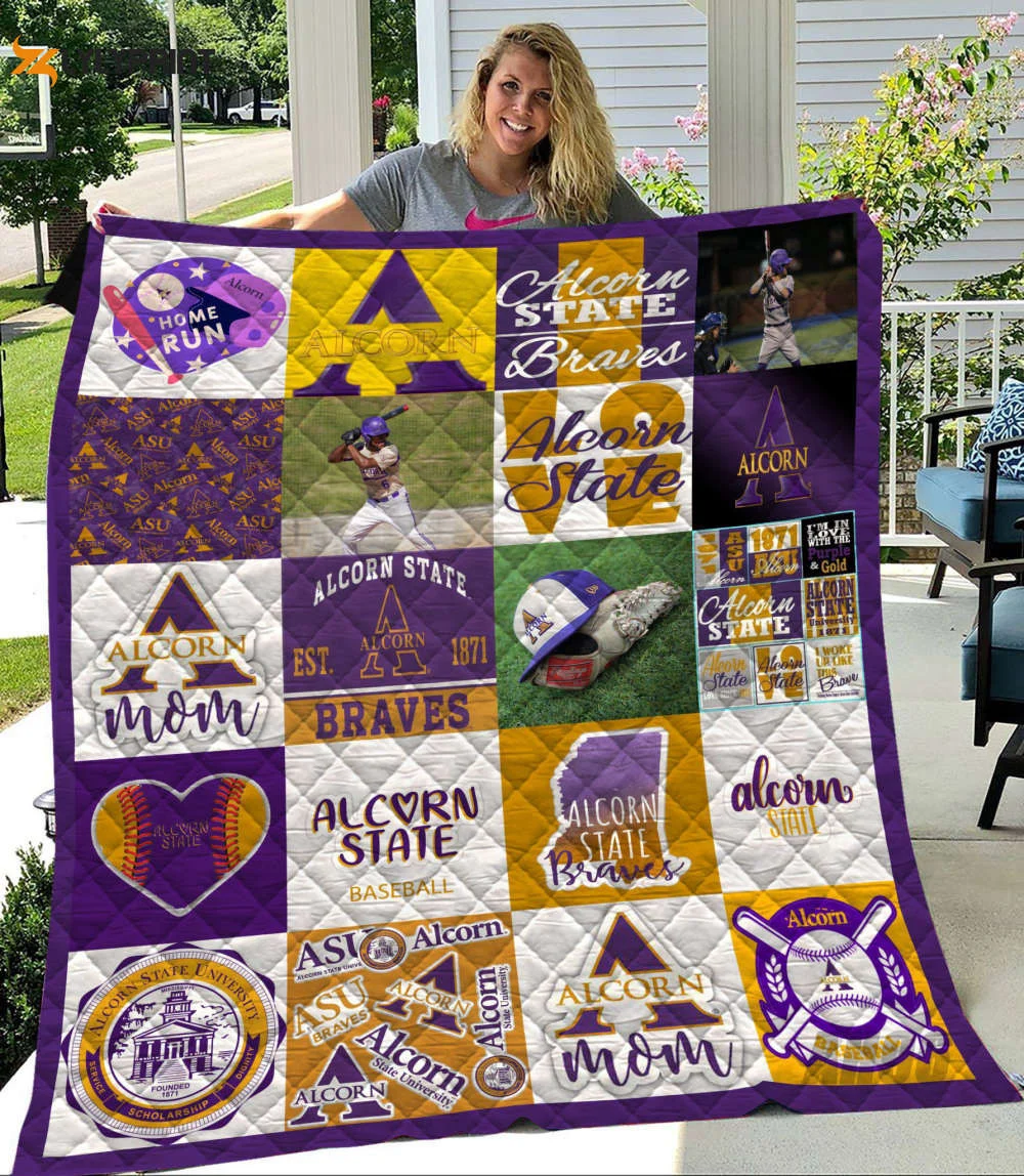 Alcorn State Braves Quilt Blanket For Fans Home Decor Gift , Soft Quilt, King Size, All Season Cozy Quilt QB0901